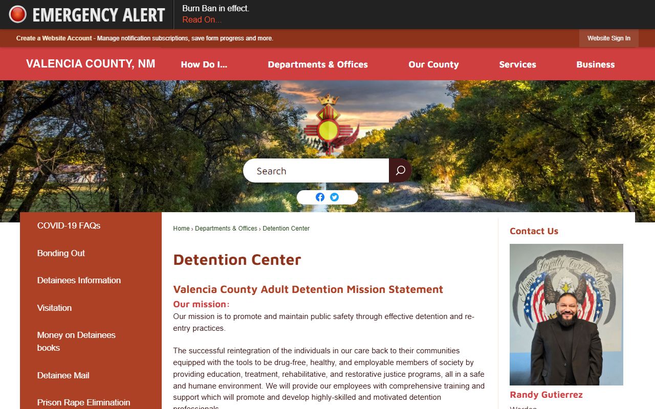 Valencia County Detention Center inmate roster and contact information source page